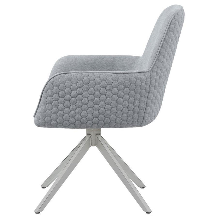 Abby - Fabric Upholstered Swivel Dining Arm Chair - Light Gray Swivel Chair modern furniture Contempo Furniture