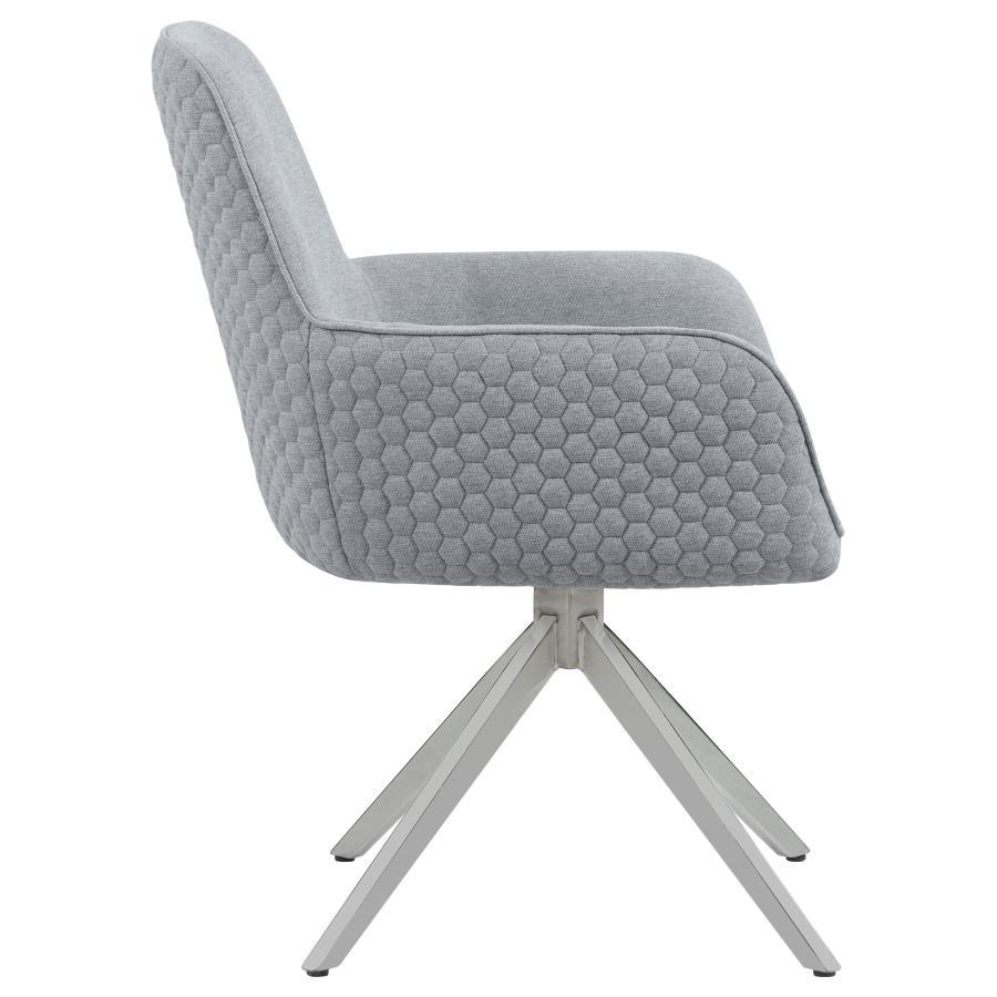 Abby - Fabric Upholstered Swivel Dining Arm Chair - Light Gray Swivel Chair modern furniture Contempo Furniture