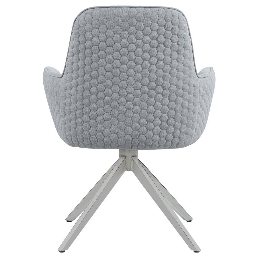 Abby - Fabric Upholstered Swivel Dining Arm Chair - Light Gray Swivel Chair modern furniture Contempo Furniture