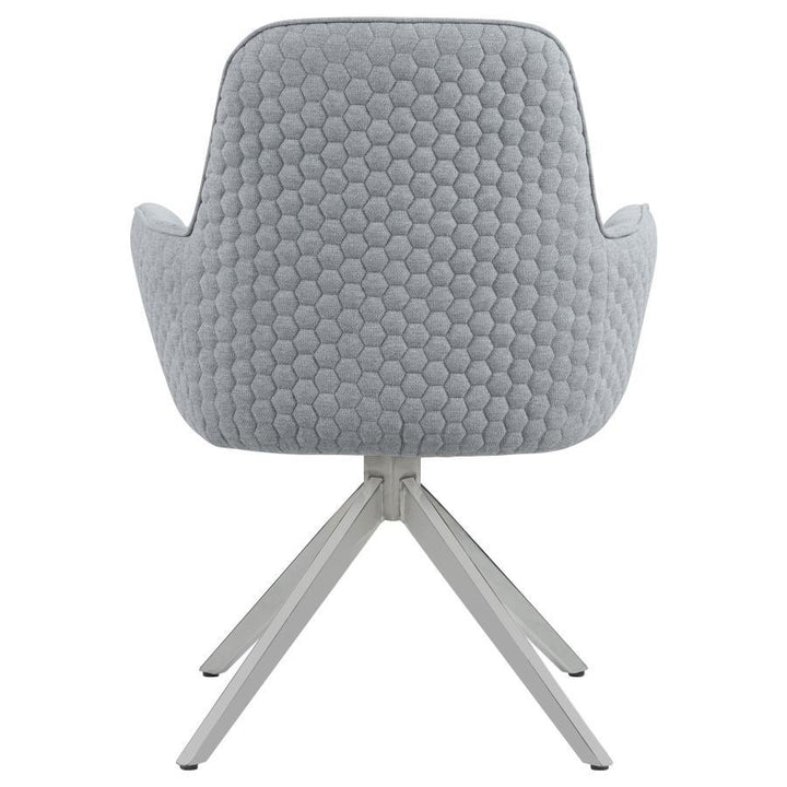 Abby - Fabric Upholstered Swivel Dining Arm Chair - Light Gray Swivel Chair modern furniture Contempo Furniture