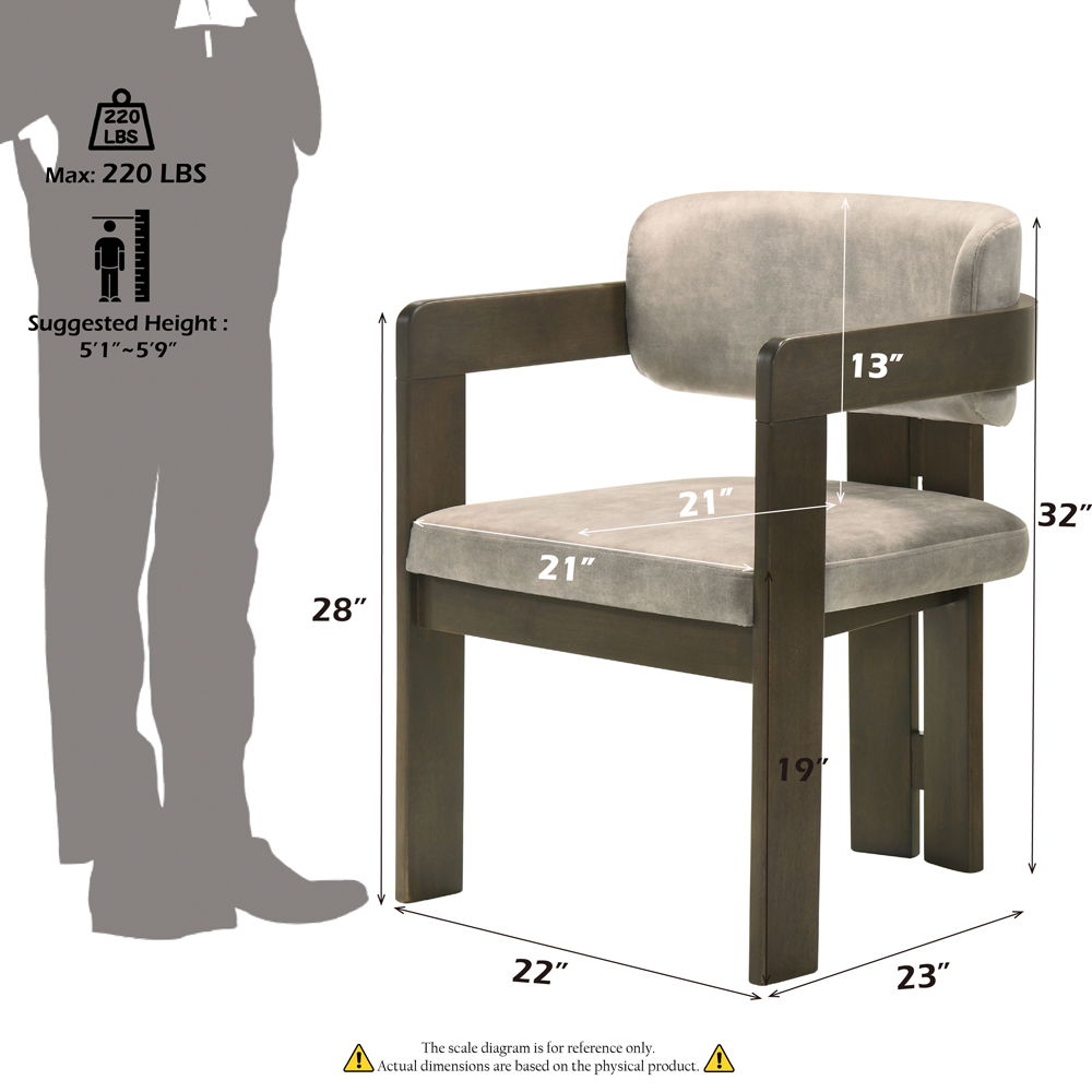 Destin - Side Chair - Light Gray Fabric & Walnut