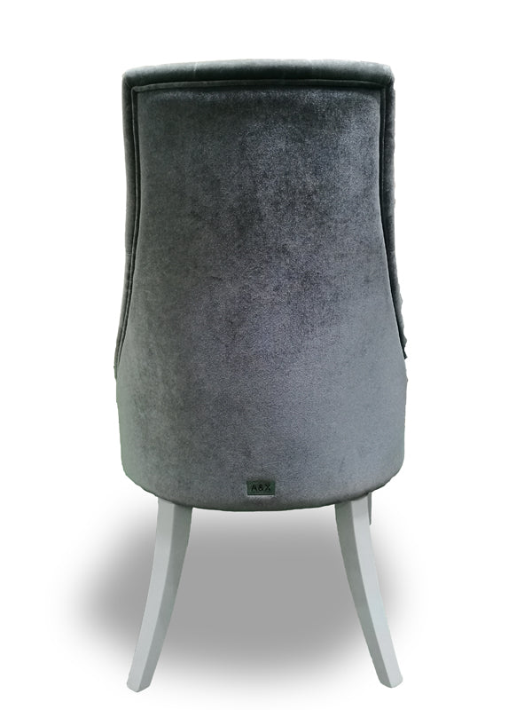 Charlotte - Grey Velour &amp; White High Gloss Dining Chair (Set of 2)