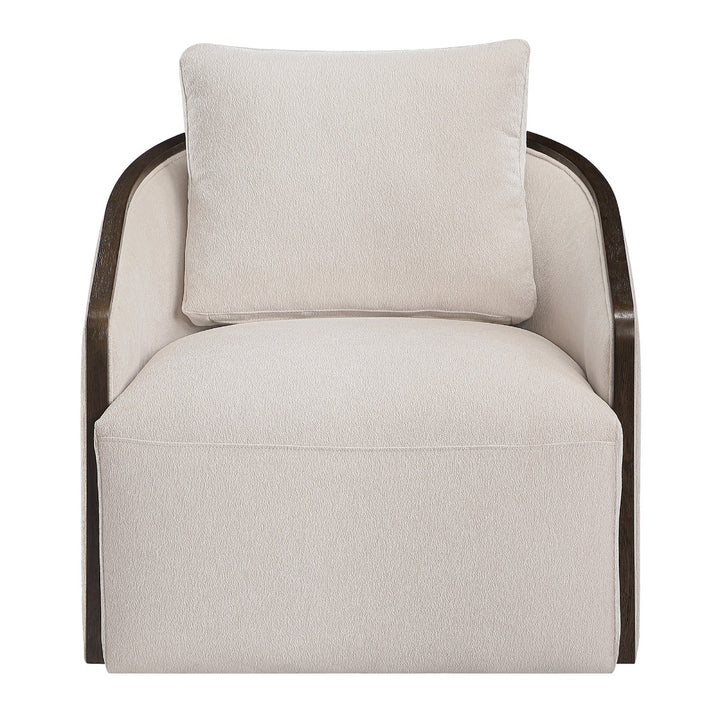 Lenora Swivel Accent Chair - Beige Chenille