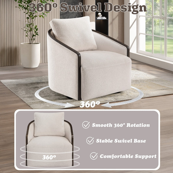 Lenora Swivel Accent Chair - Beige Chenille