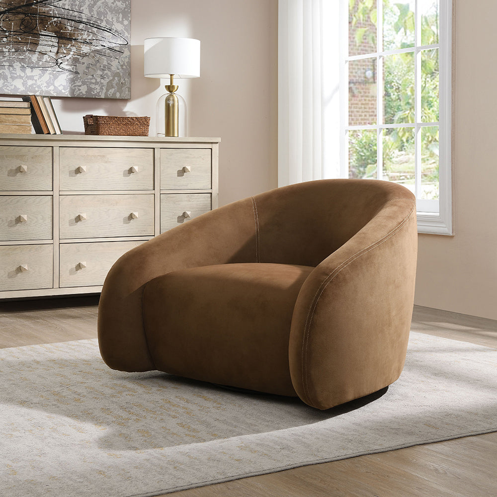 Zoey Accent Chair with Swivel - Chocolate Suede