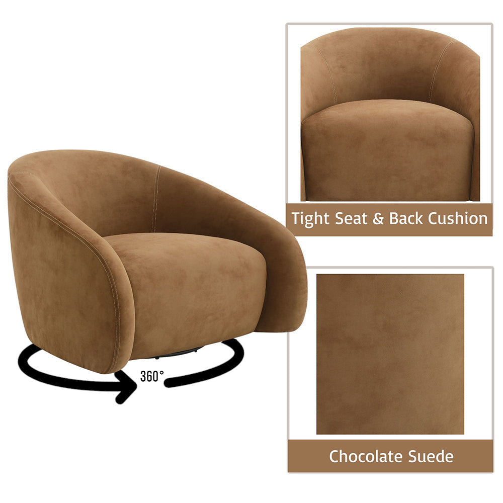 Zoey Accent Chair with Swivel - Chocolate Suede – features
