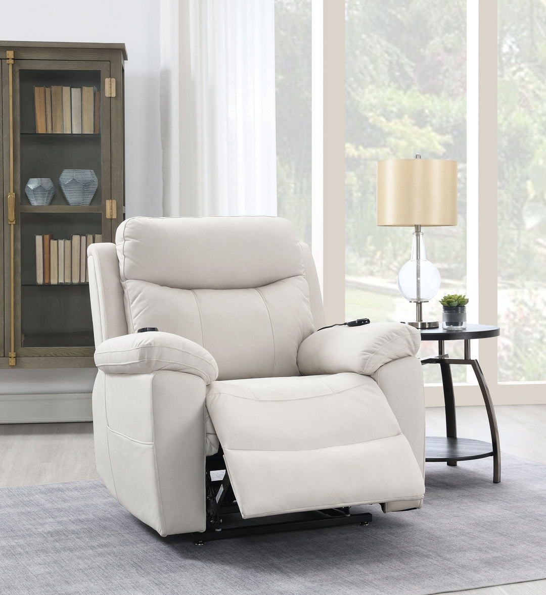 Chriki - Polished Microfiber Power Motion Recliner With Lift Heating Massage Chair - Beige