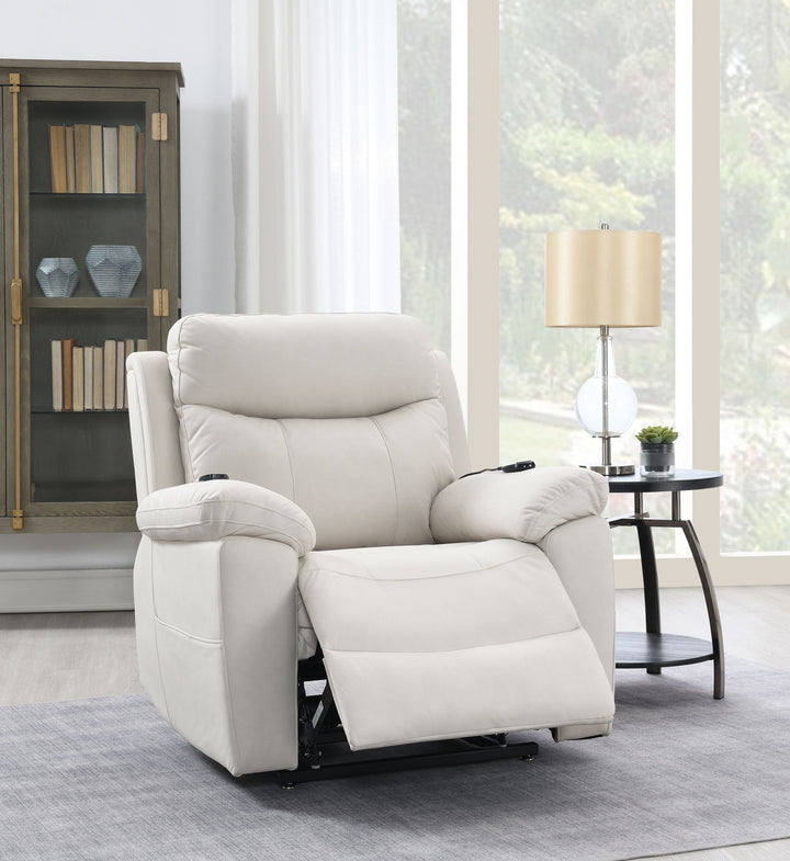 Chriki - Polished Microfiber Power Motion Recliner With Lift Heating Massage Chair - Beige