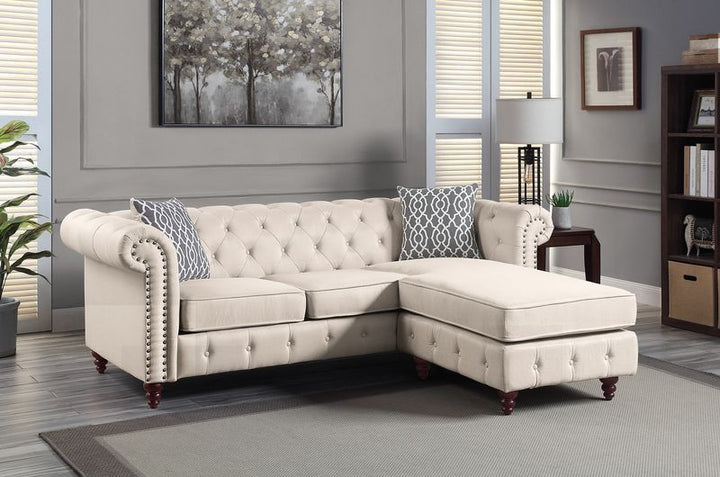 ACME Furniture Waldina Reversible Sectional Sofa Beige Fabric