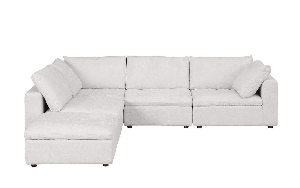 DivanItalia 1100 5-Piece Right Arm Facing 4-Seat Sectional – Top-Grain Italian Leather - Pearl