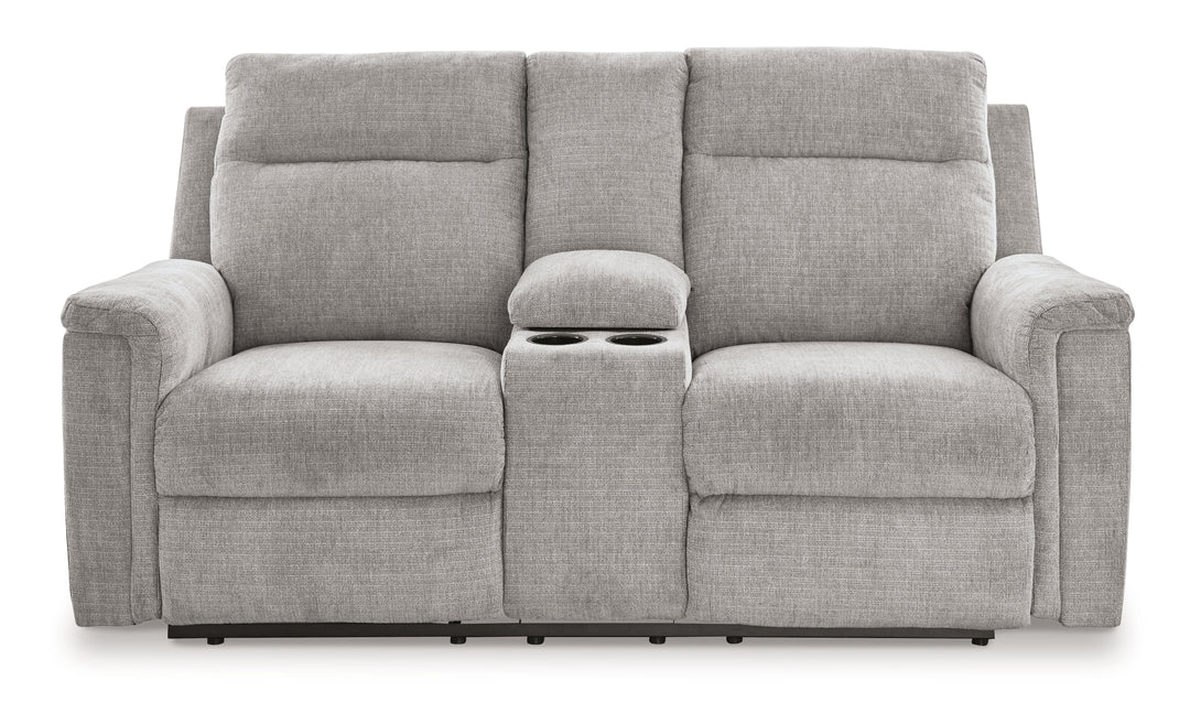 Barnsana - Dbl Power Reclining Loveseat with Console - Ash