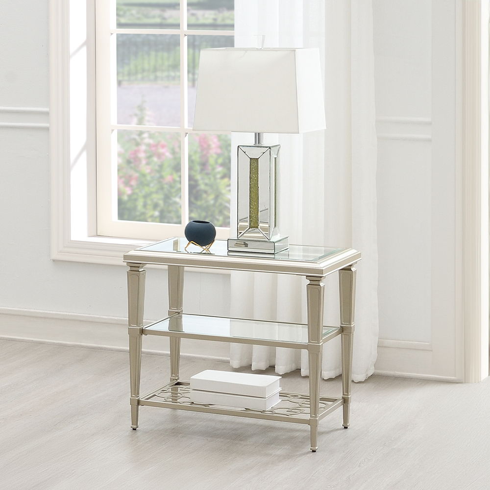 ACME Furniture Zaba End Table Glass Top & Silver