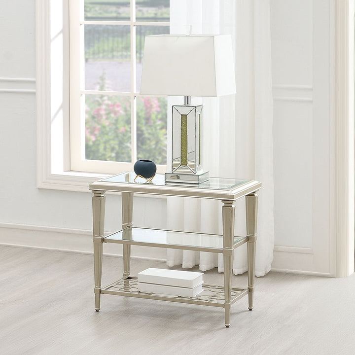 ACME Furniture Zaba End Table Glass Top & Silver