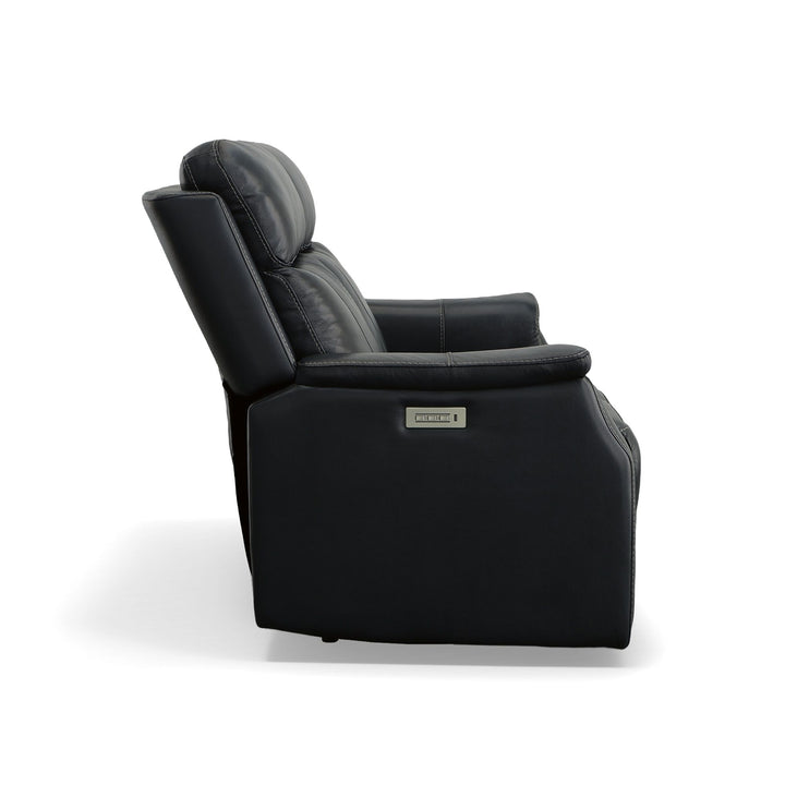 Easton Leather Power Reclining Loveseat with Power Headrests &amp; Lumbar in Ocean