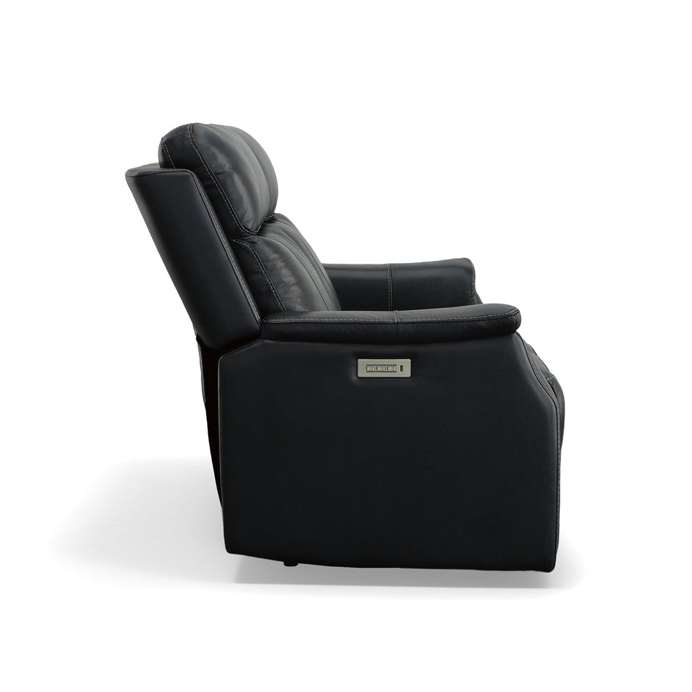 Easton Leather Power Reclining Loveseat with Power Headrests & Lumbar in Ocean