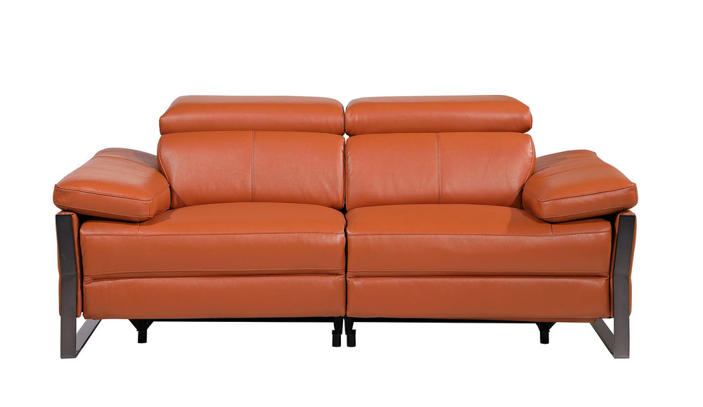 DivanItalia 1246 Top Grain Italian Leather Loveseat with Power Headrest - Camel