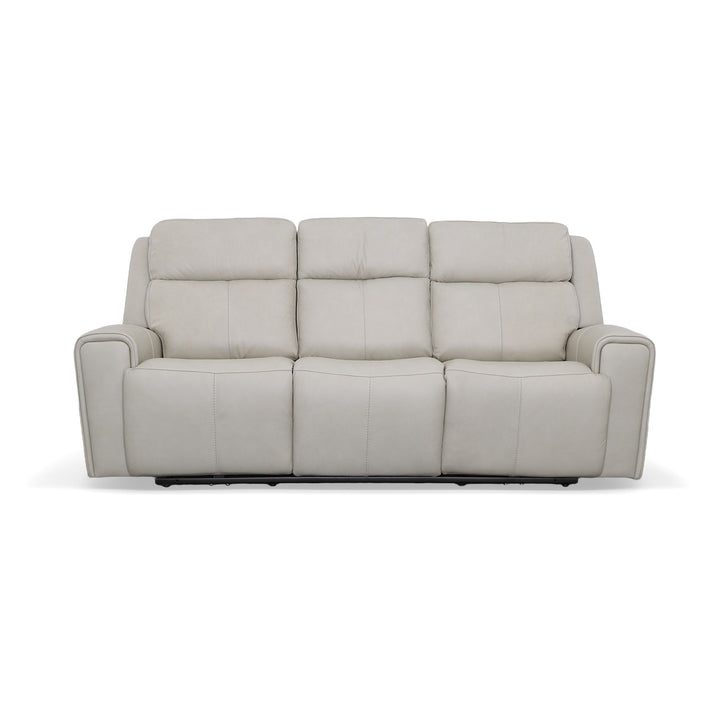 Barnett Power Reclining Sofa With Power Headrests &amp; Lumbar Timber