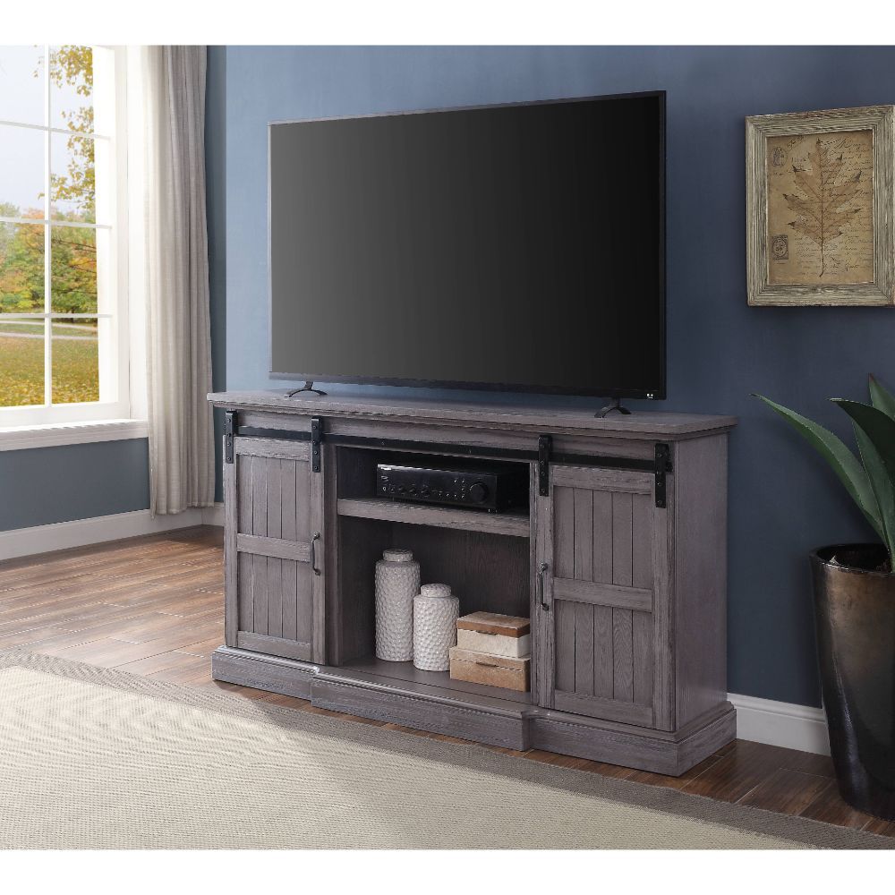 Admon - TV Stand With Fireplace - Gray Oak
