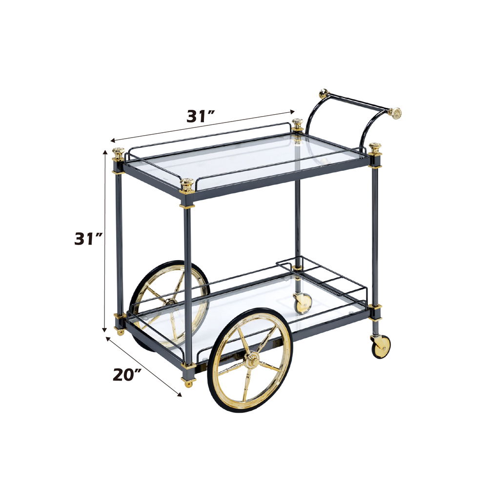 Cyrus - Serving Cart - Clear Glass & Black/Gold