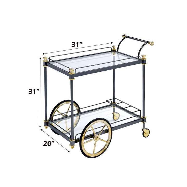 Cyrus - Serving Cart - Clear Glass & Black/Gold
