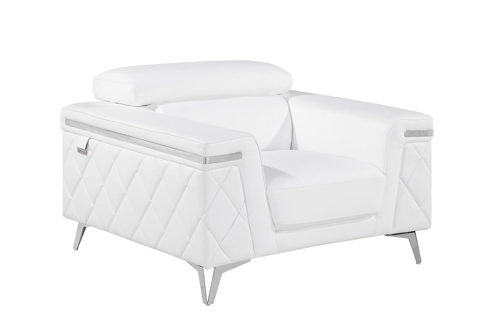 DivanItalia 1140 Chair with Adjustable Headrest in Top-Grain Italian Leather - White