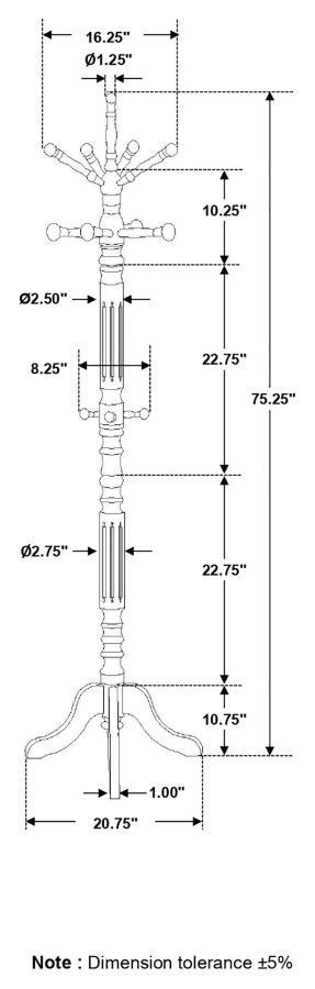 Achelle - 11 Hook Freestanding Coat Rack Hat Hanger - Tobacco Freestanding Coat Rack modern furniture Contempo Furniture