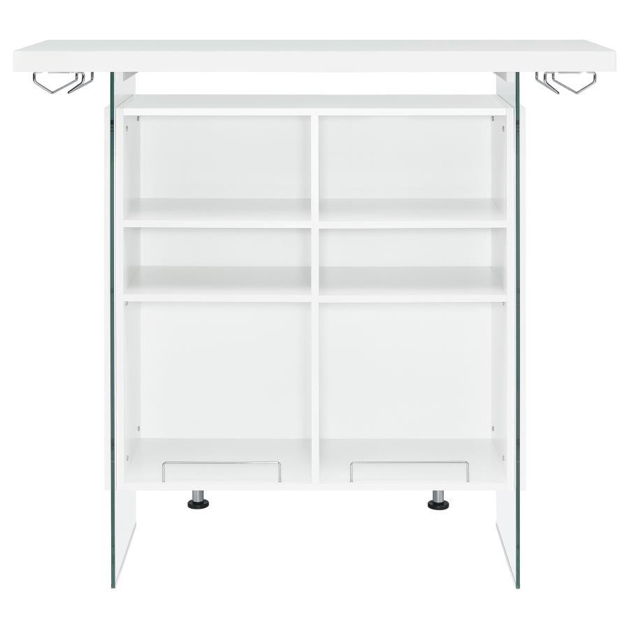Acosta - Freestanding Home Bar Wine Cabinet - White High Gloss Wine Cabinet modern furniture Contempo Furniture
