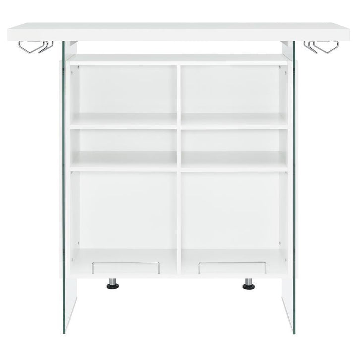 Acosta - Freestanding Home Bar Wine Cabinet - White High Gloss Wine Cabinet modern furniture Contempo Furniture