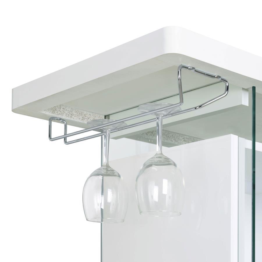 Acosta - Freestanding Home Bar Wine Cabinet - White High Gloss Wine Cabinet modern furniture Contempo Furniture