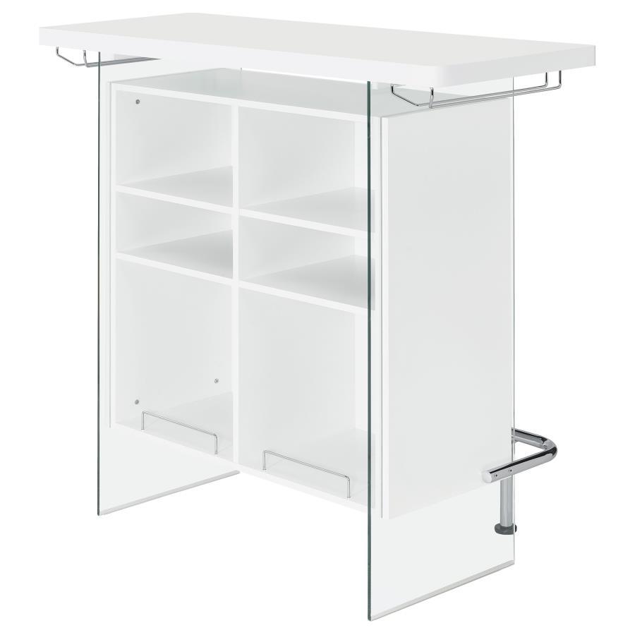 Acosta - Freestanding Home Bar Wine Cabinet - White High Gloss Wine Cabinet modern furniture Contempo Furniture