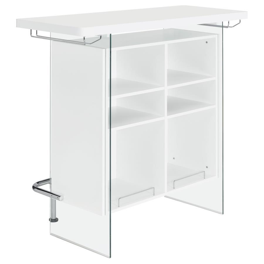 Acosta - Freestanding Home Bar Wine Cabinet - White High Gloss Wine Cabinet modern furniture Contempo Furniture
