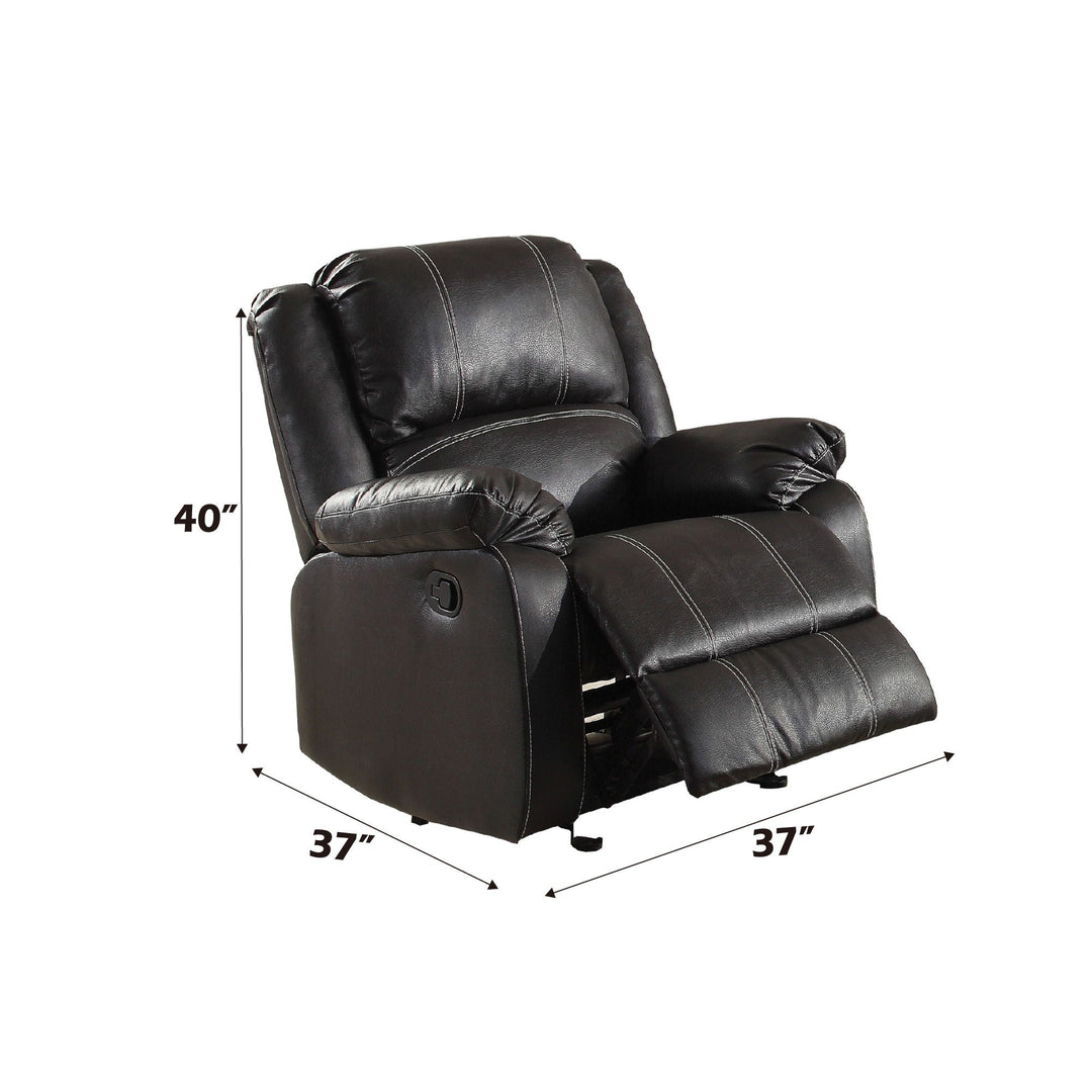 Zuriel - Synthetic Leather 3 Piece Living Room Recliner Set - Black