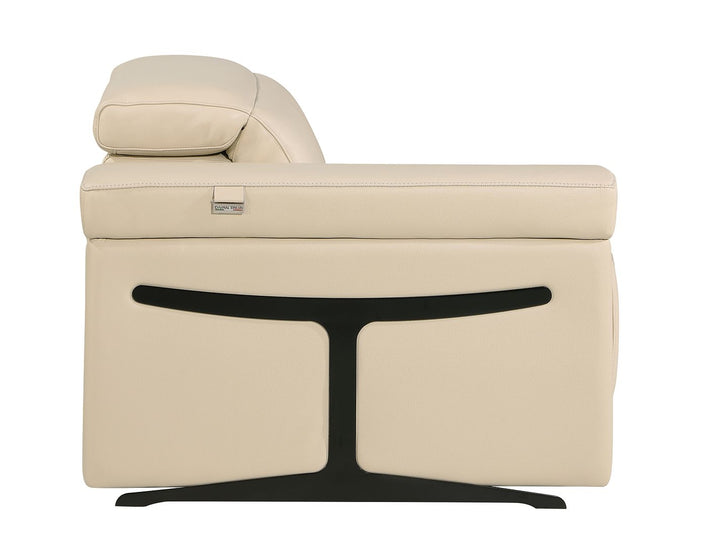 DivanItalia 1126 Top Grain Italian Leather Power Reclining Chair with Power Headrests - Beige