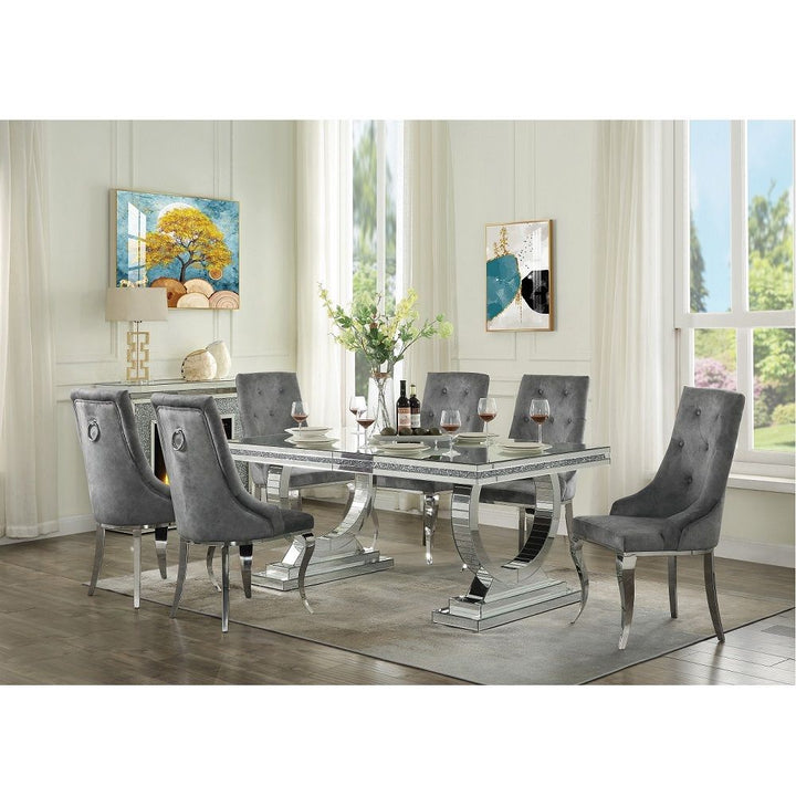 Dekel - Side Chair Set of 2) - Gray Fabric & Stainless Steel