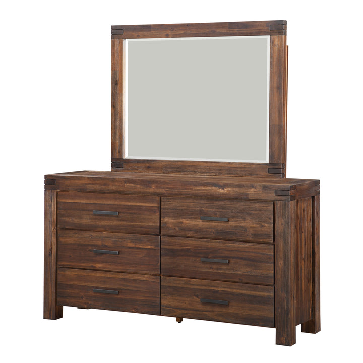 Modus Furniture 3F4182A Meadow Six Drawer Solid Wood Dresser In Brick Brown 2024