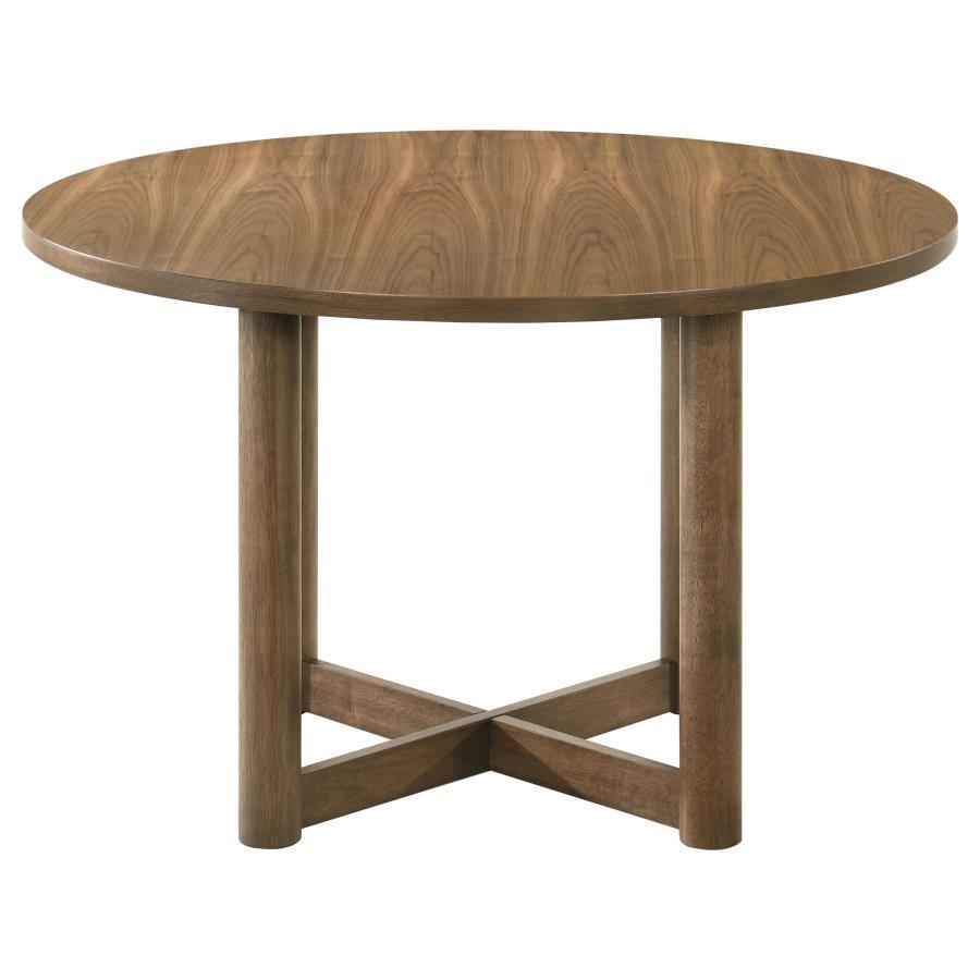 Crestmore - 5 Piece Round Wood Dining Table Set - Walnut