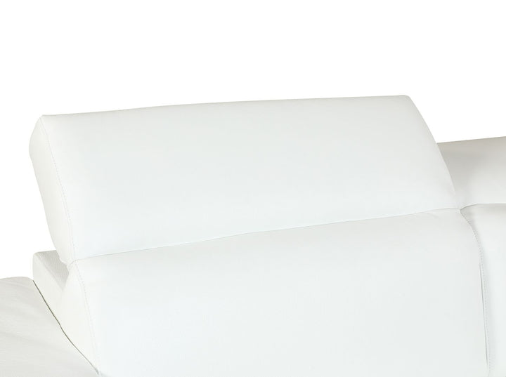 DivanItalia 692 Loveseat with Adjustable Headrest in Top-Grain Italian Leather - White