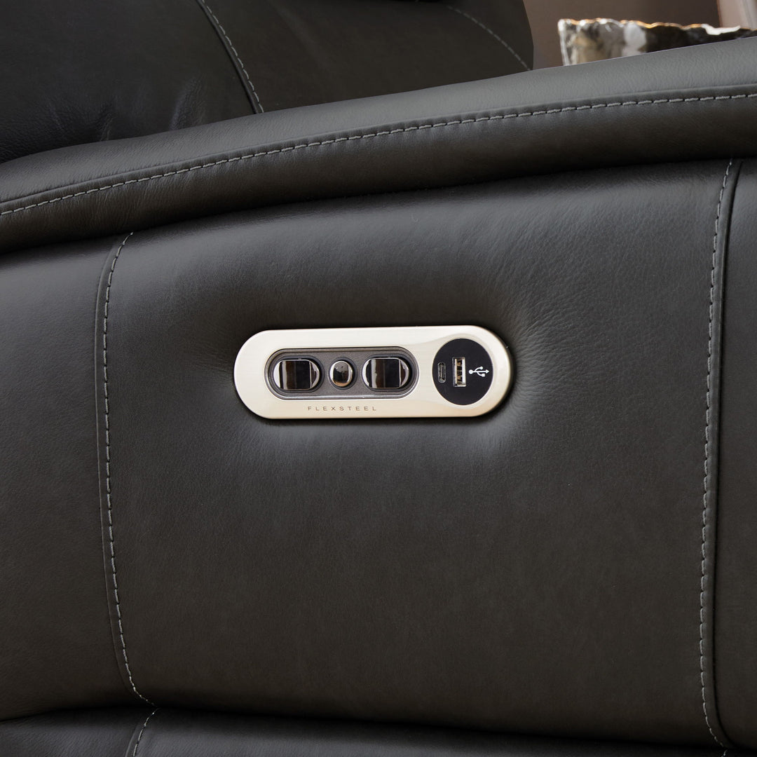 Flexsteel 1745-62PH-45002 Wilson  Power Reclining Sofa With Power Headrests  Thunder