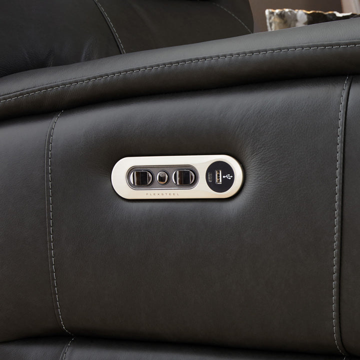 Flexsteel 1745-62PH-45002 Wilson  Power Reclining Sofa With Power Headrests  Thunder