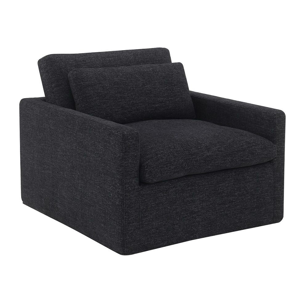 Frederick - Swivel Chair With Pillow - Dark Gray Fabric