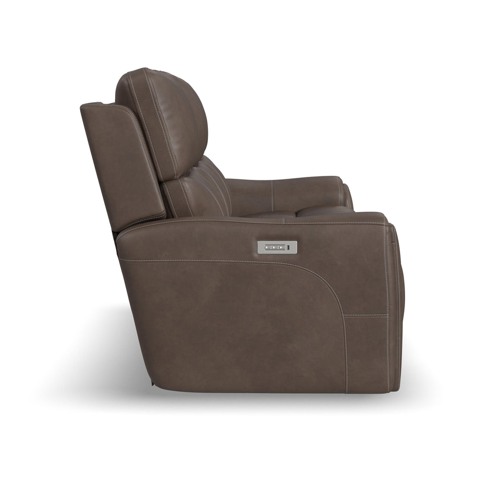 Carter Fabric Power Reclining Sofa with Console & Power Headrests & Lumbar in Cappuccino