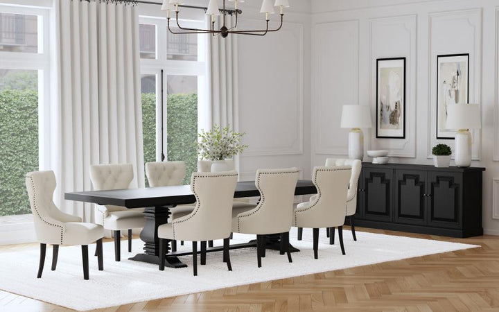 Baney - Fabric Upholstered Dining Side Chair - Beige And Black