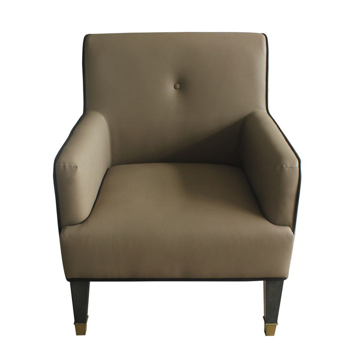 House Beatrice - Accent Chair With Pillow - Tan Synthetic Leather & Charcoal