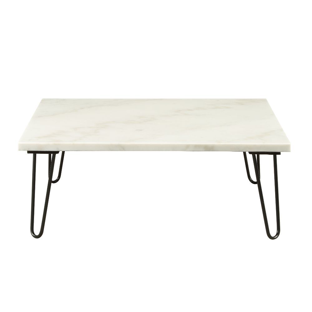 ACME Furniture Telestis Coffee Table White Marble Top & Black