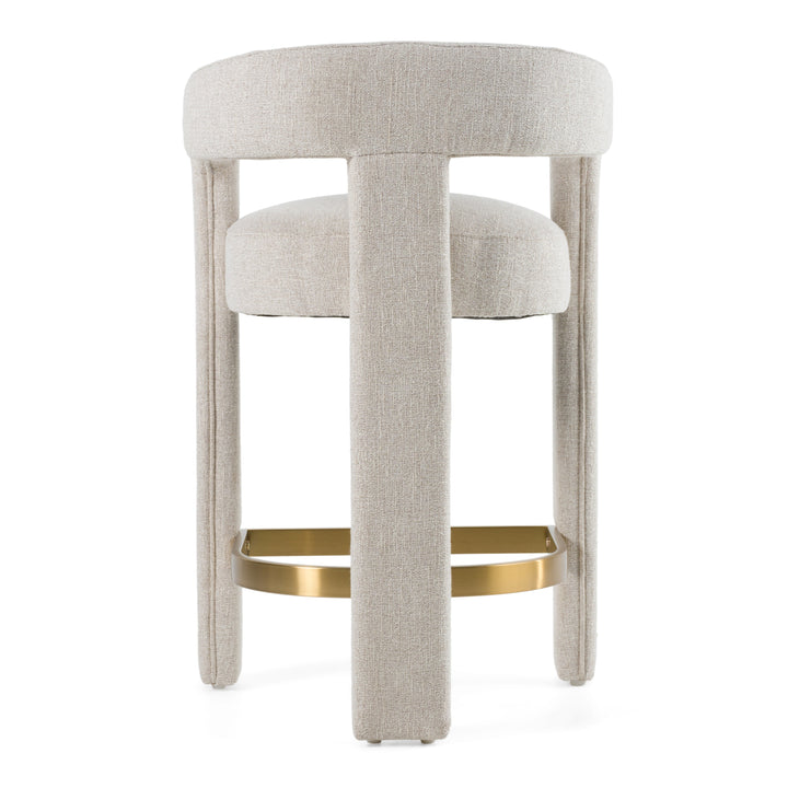Adam - Modern Beige Fabric + Brass Counter Chair