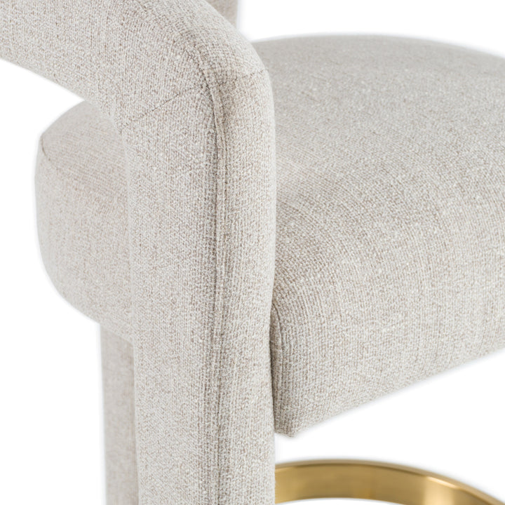 Adam - Modern Beige Fabric + Brass Counter Chair