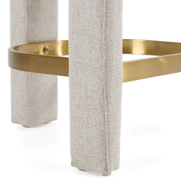 Adam - Modern Beige Fabric + Brass Counter Chair