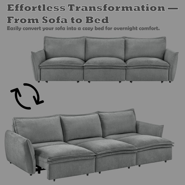 Eaden - Power Sofa With Sleeper - Gray Chenille