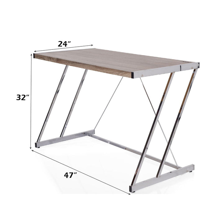 Finis - Writing Desk With USB - Weathered Oak & Chrome