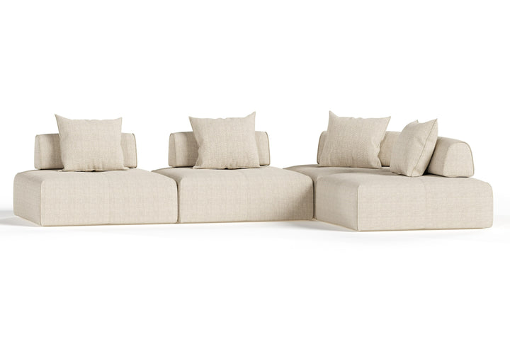 Mondo - Modern Modular Beige Fabric Sectional Sofa-4-Piece Sectional